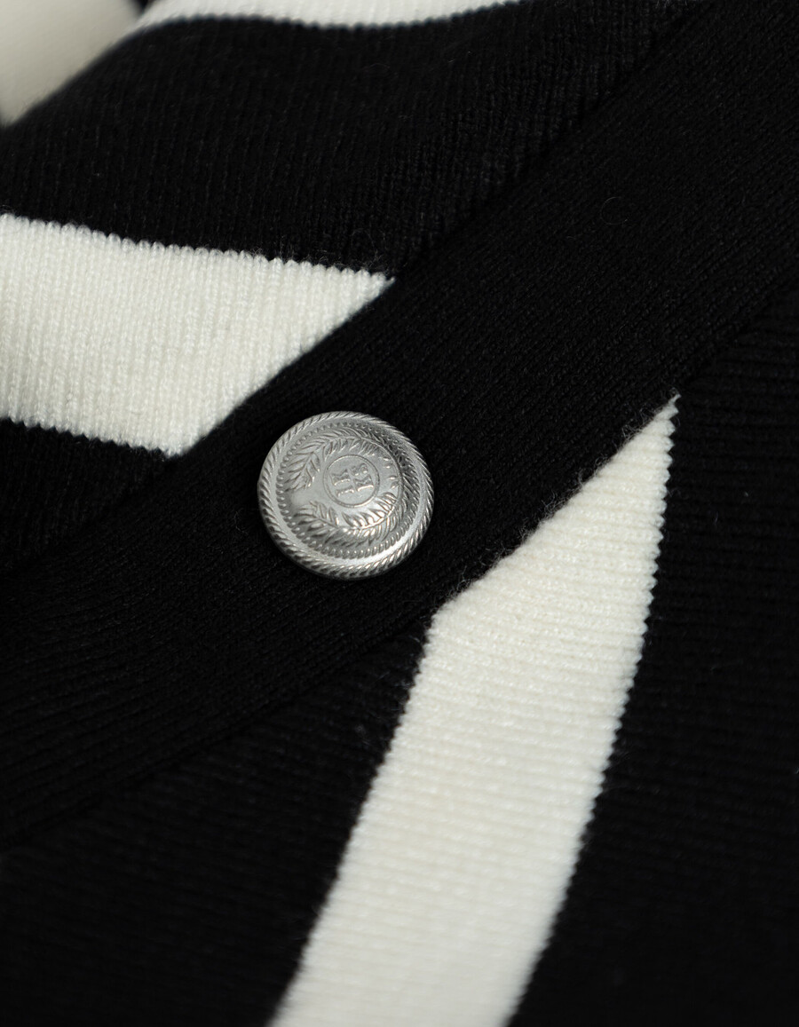 schwarzer strickcape mit matrosenstreifen für damen
