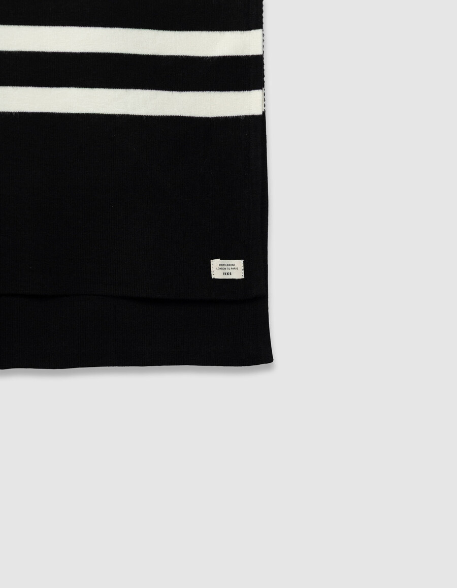 schwarzer strickcape mit matrosenstreifen für damen