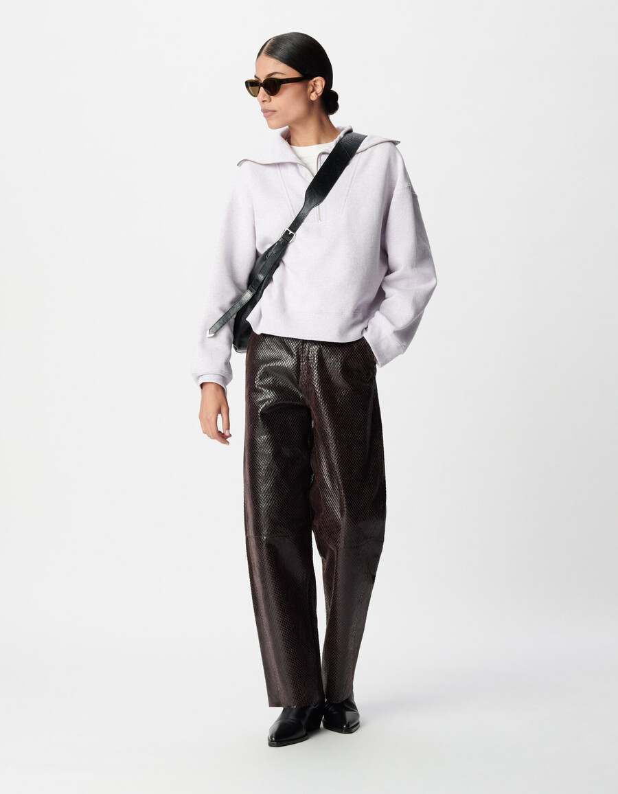 damen-sweatshirt mit truckneck-ausschnitt in lila