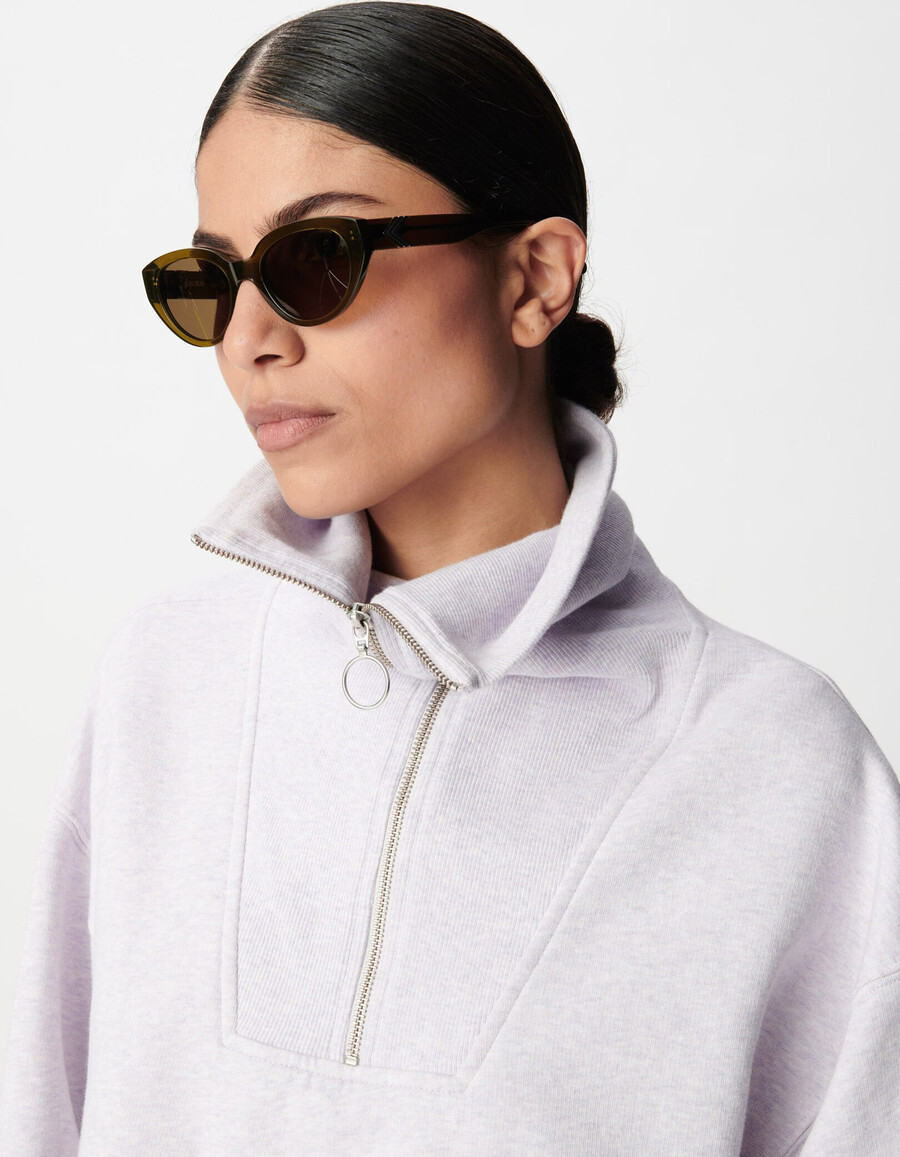 damen-sweatshirt mit truckneck-ausschnitt in lila