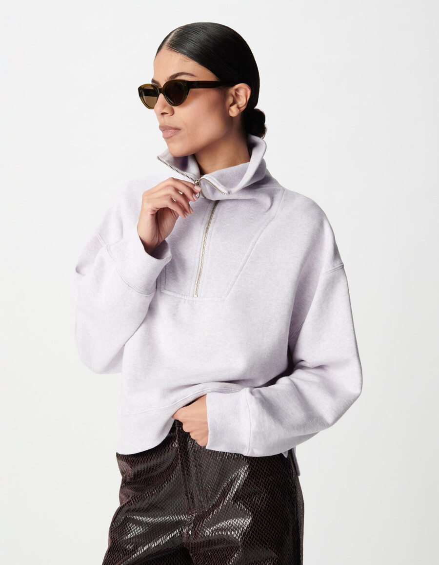 damen-sweatshirt mit truckneck-ausschnitt in lila