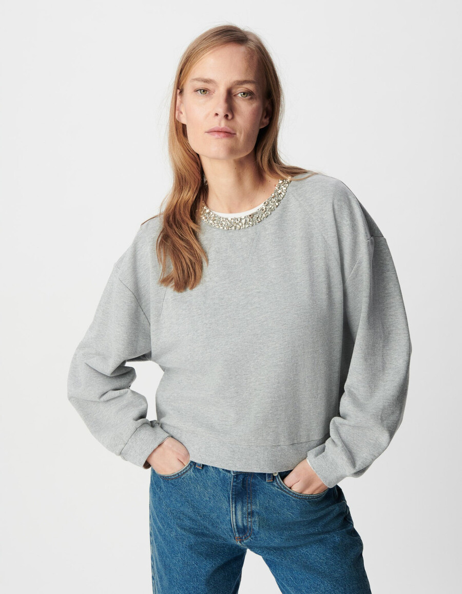 oversize-sweatshirt mit rundhalsausschnitt in grau für damen