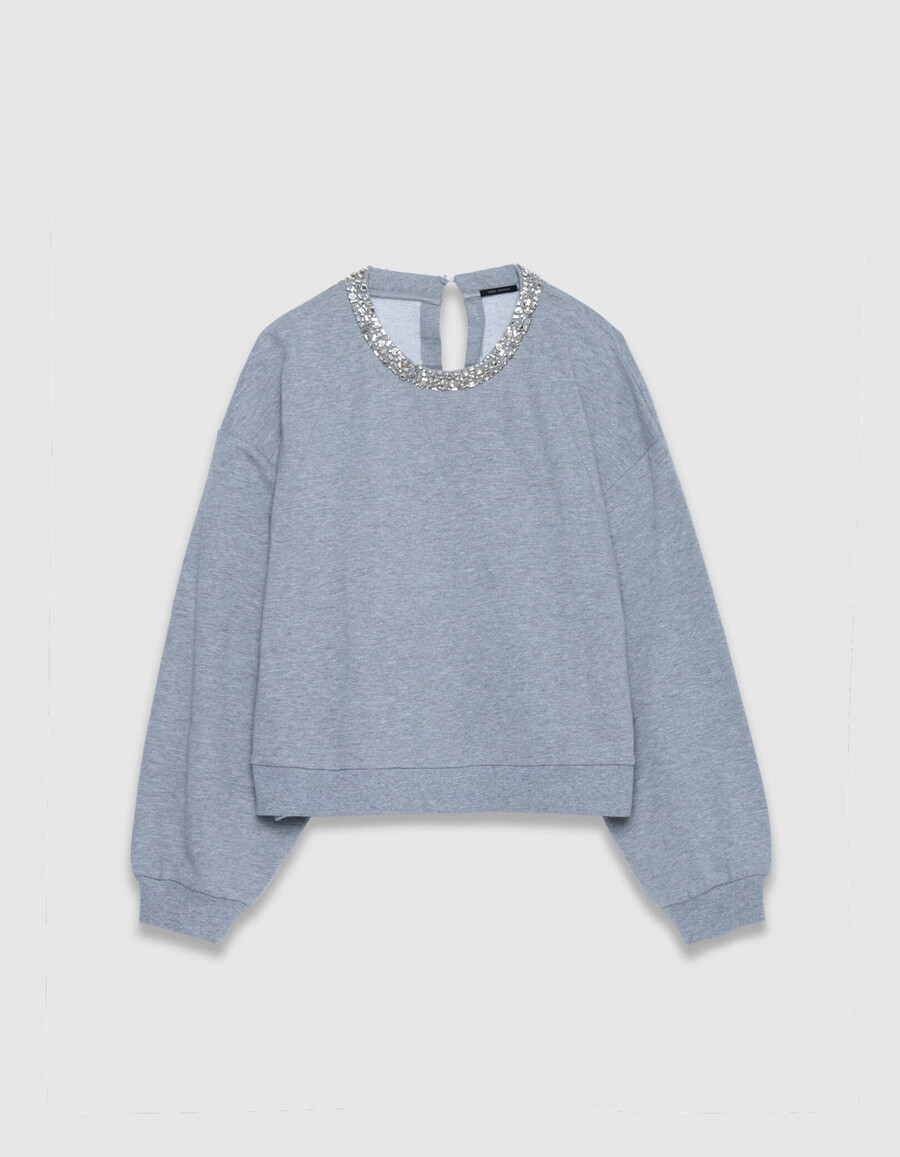 oversize-sweatshirt mit rundhalsausschnitt in grau für damen