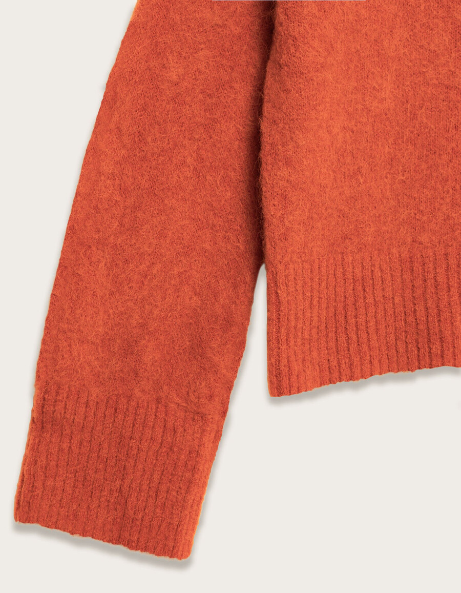 orangefarbener oversize-pullover mit v-ausschnitt für damen