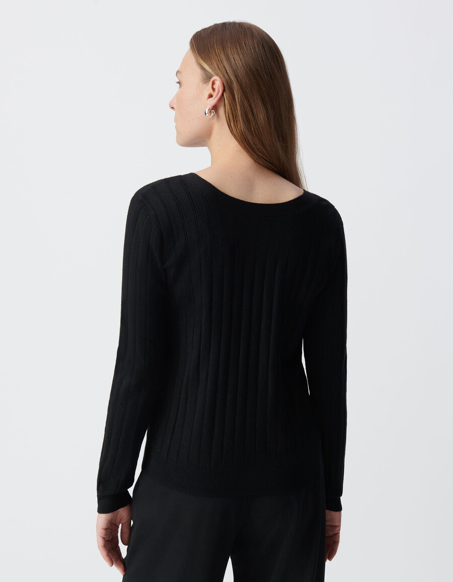 schwarzer strickcardigan mit knöpfen für damen
