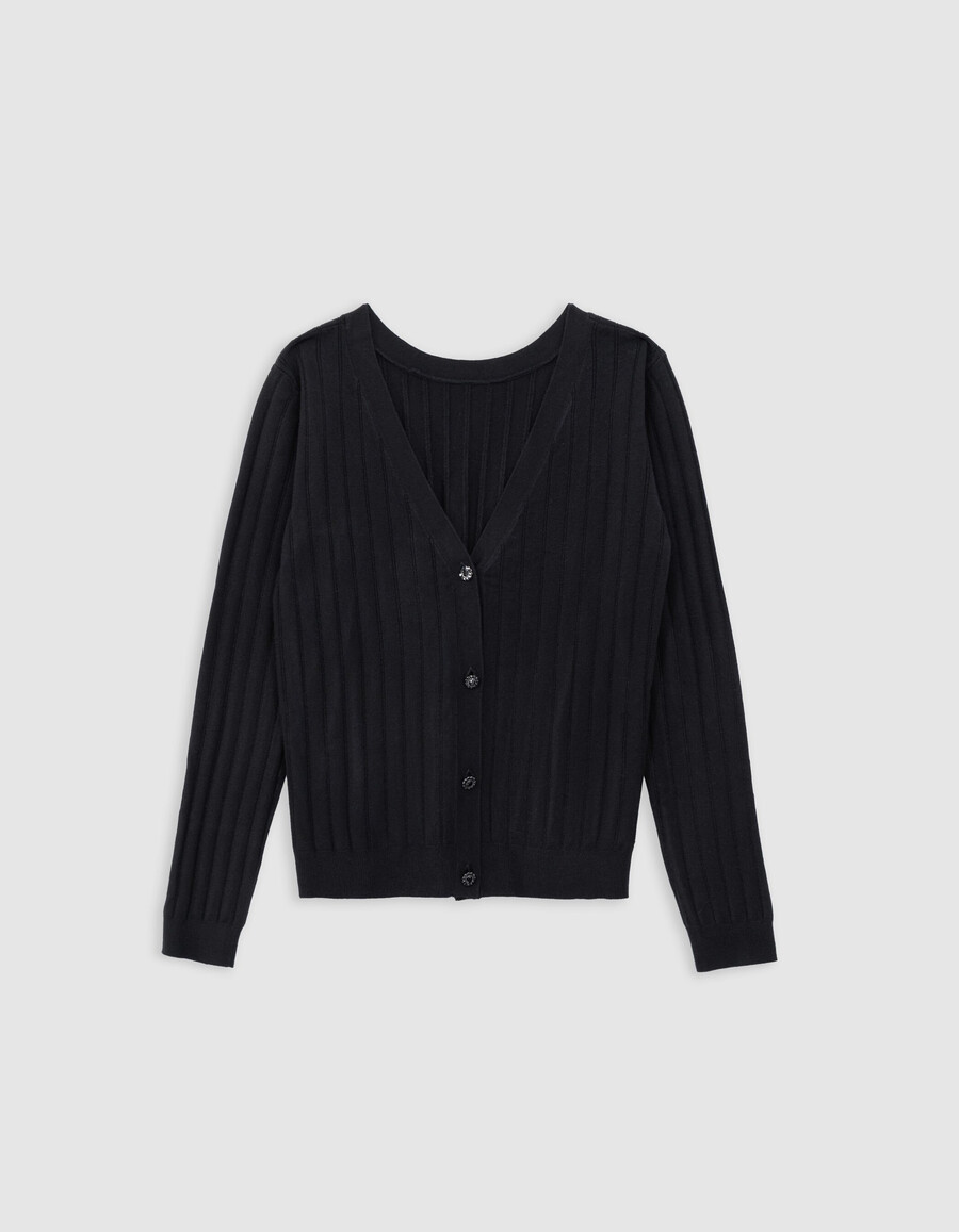 schwarzer strickcardigan mit knöpfen für damen