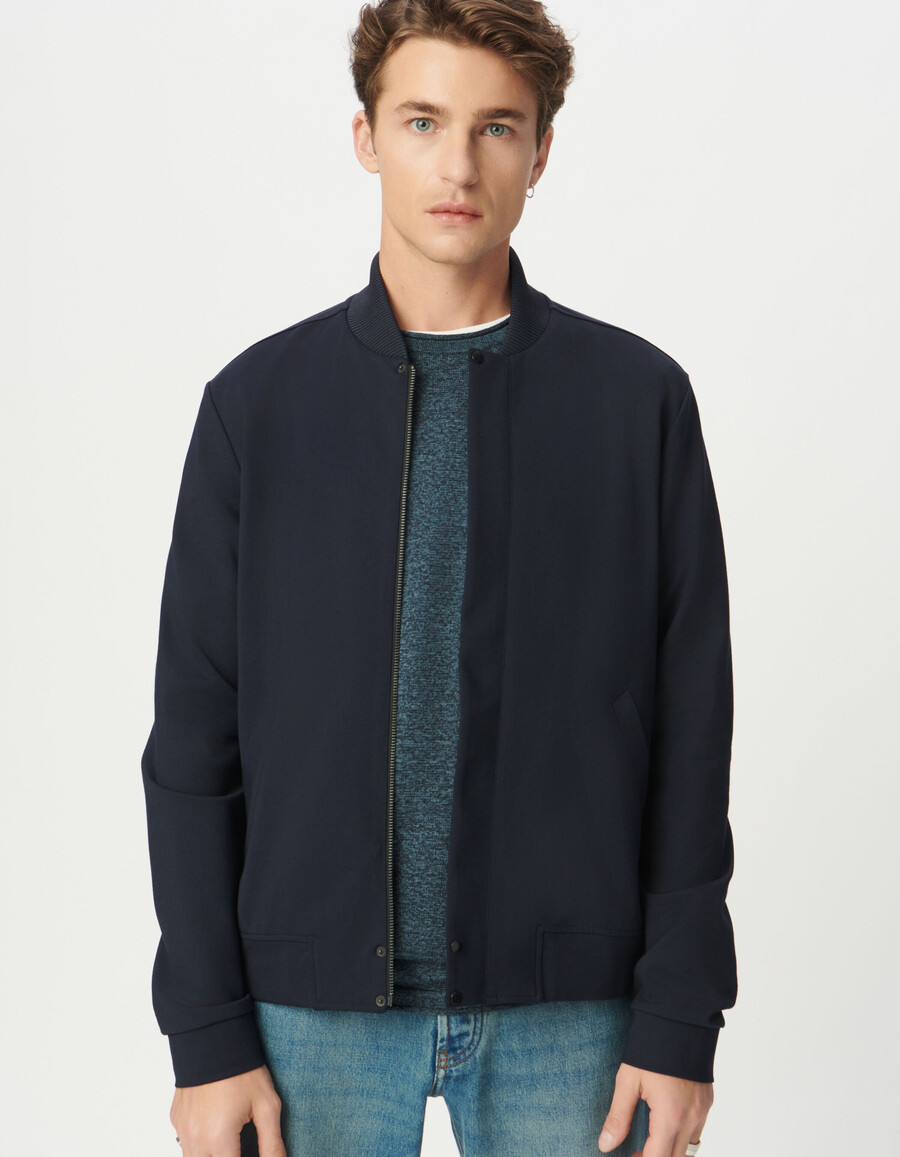 herren-strickjacke mit reißverschluss und collegekragen in marineblau