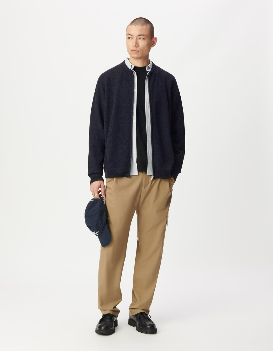 herren-strickjacke mit reißverschluss in marineblau