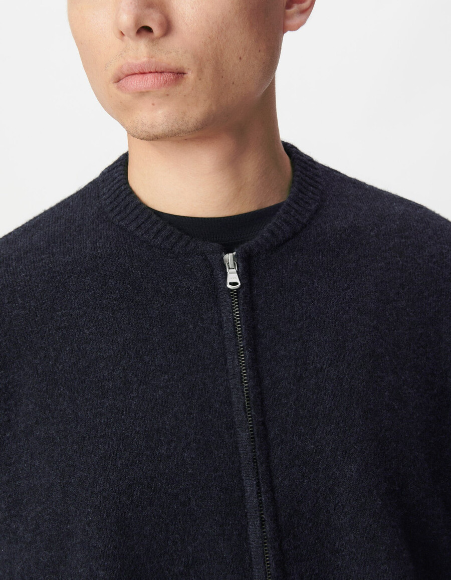 herren-strickjacke mit reißverschluss in marineblau