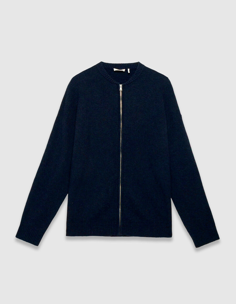 herren-strickjacke mit reißverschluss in marineblau