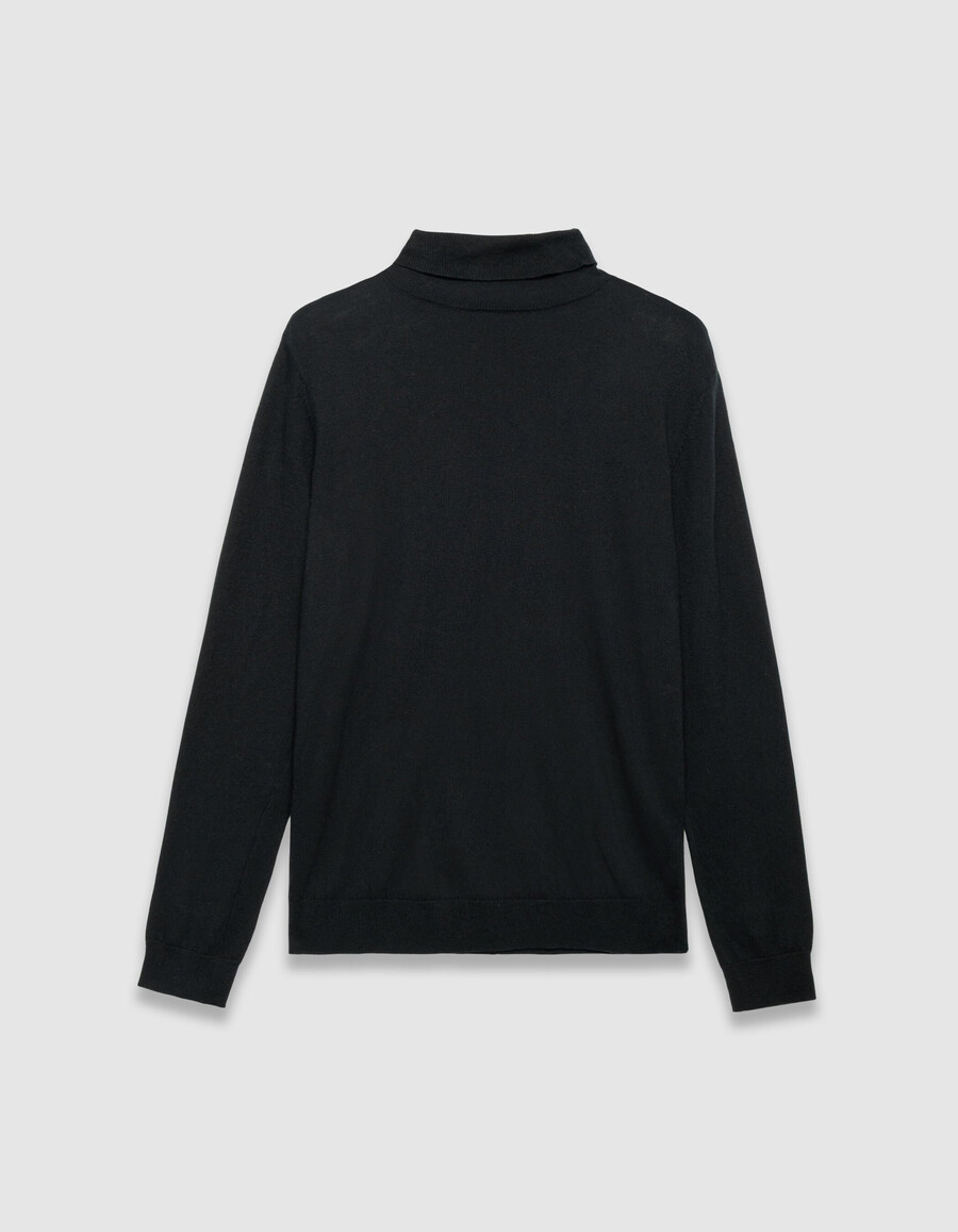schwarzer rollkragenpullover aus baumwoll-kaschmir-strick für herren