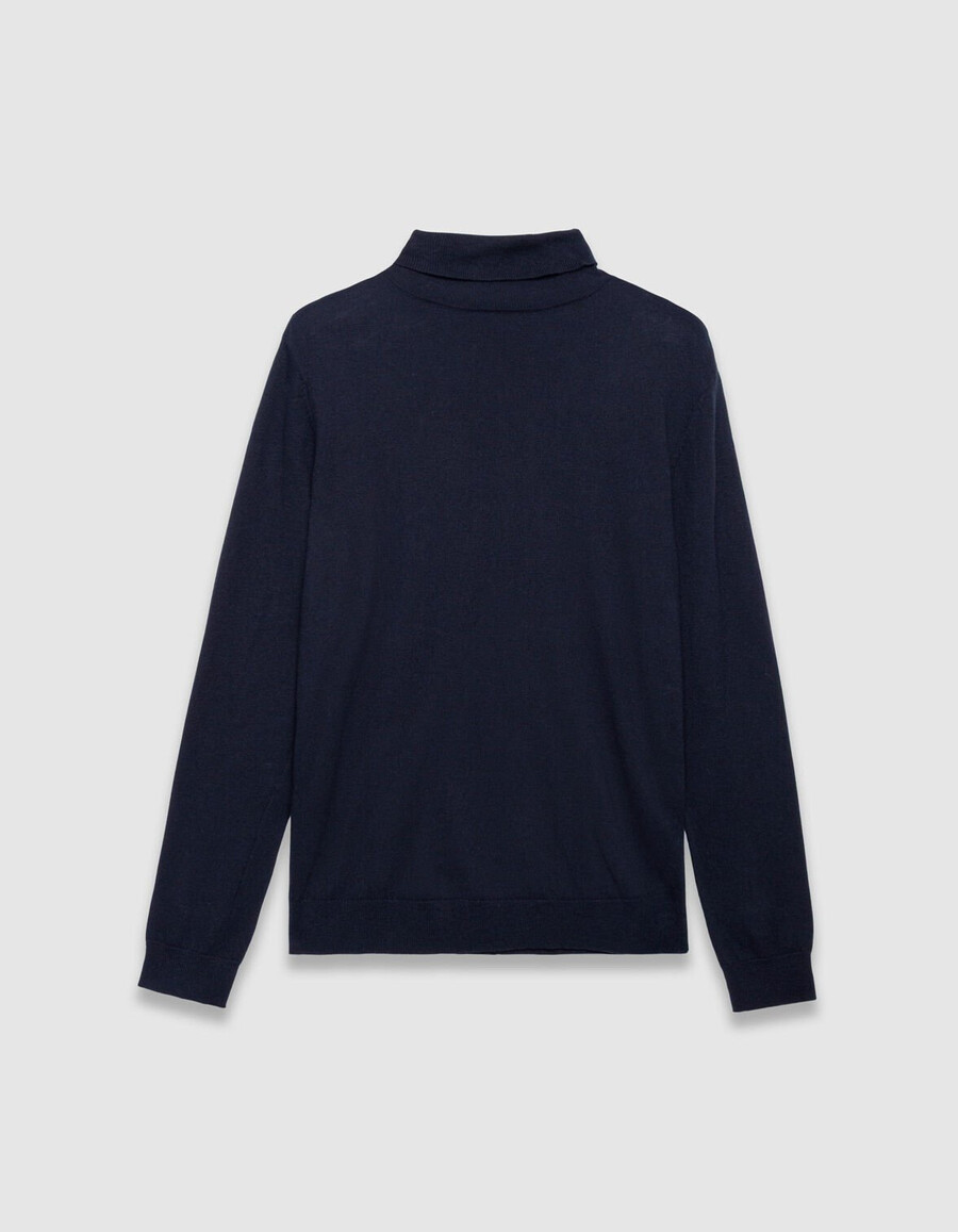 herren-rollkragenpullover aus marineblauem baumwoll-kaschmir-strick
