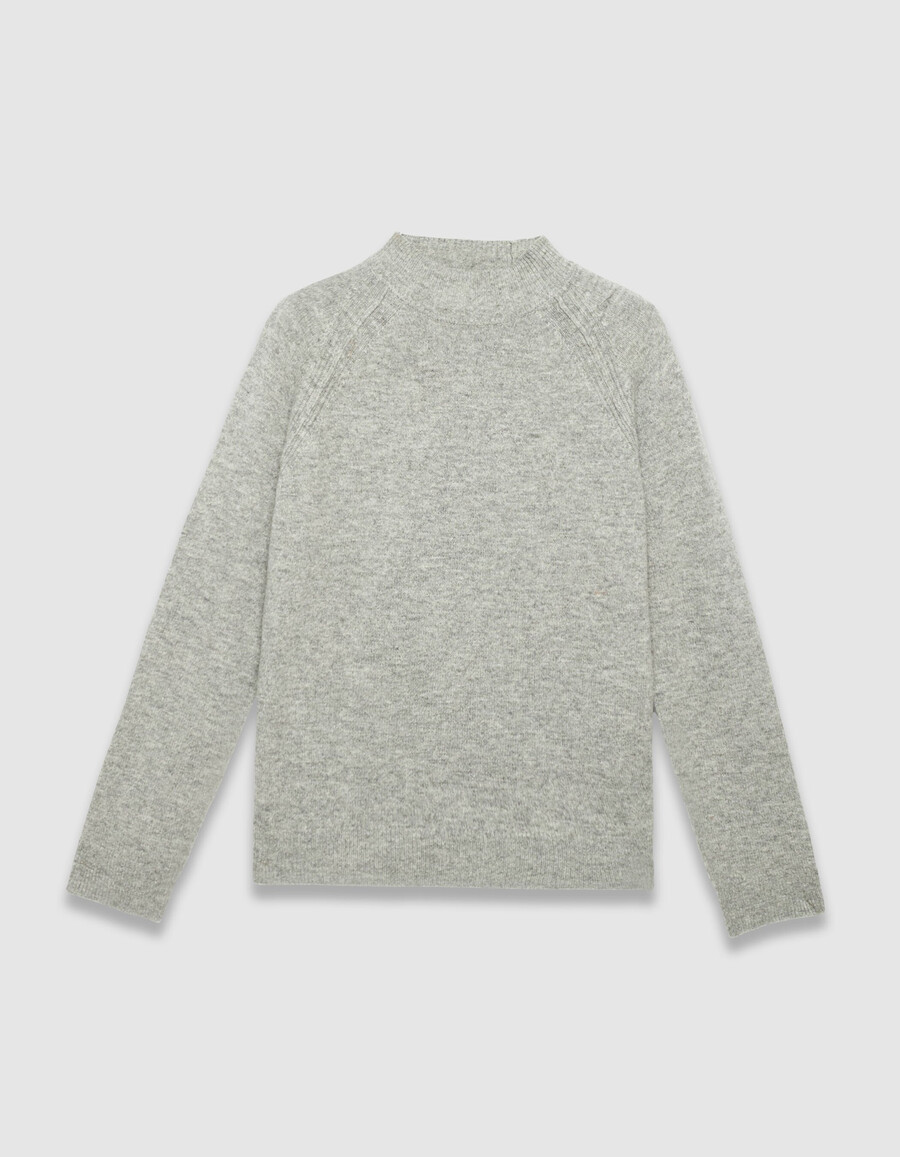 grauer strickpullover für herren mit stehkragen