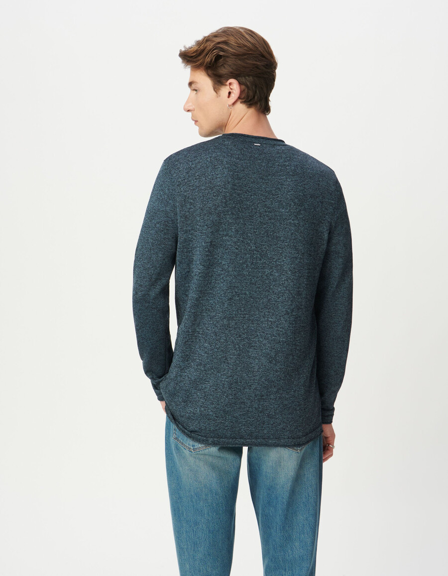 blauer mouliné-strickpullover für herren
