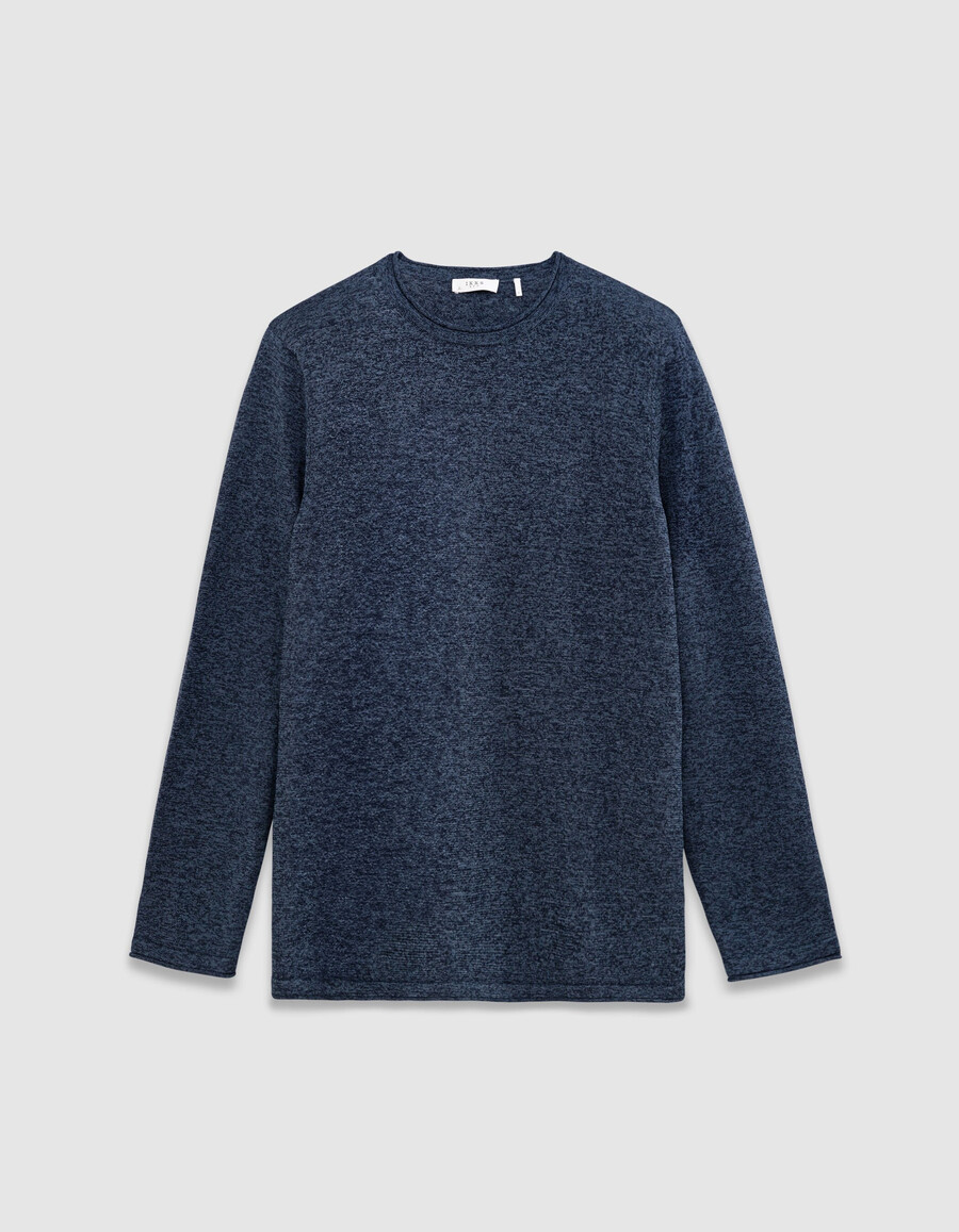 blauer mouliné-strickpullover für herren