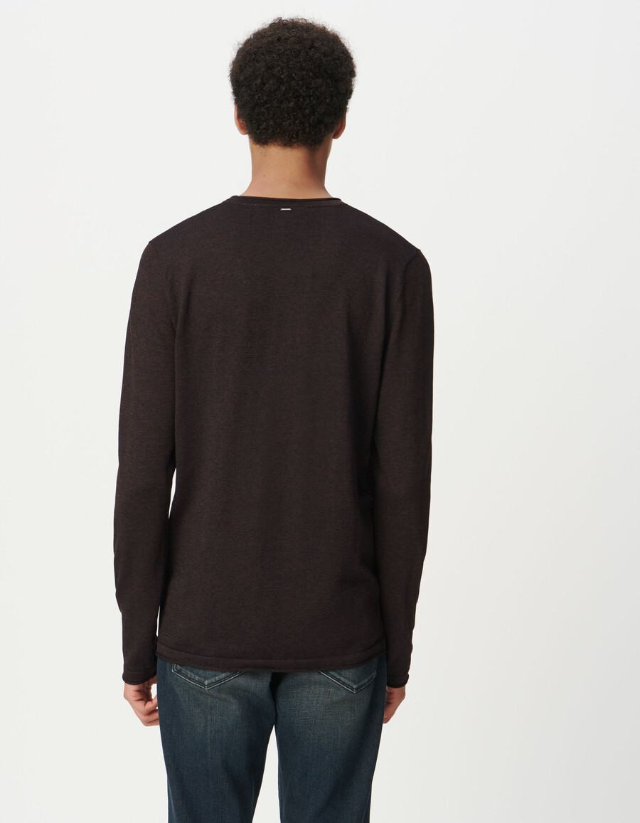 herren-strickpullover in pflaumenfarbe mouliné