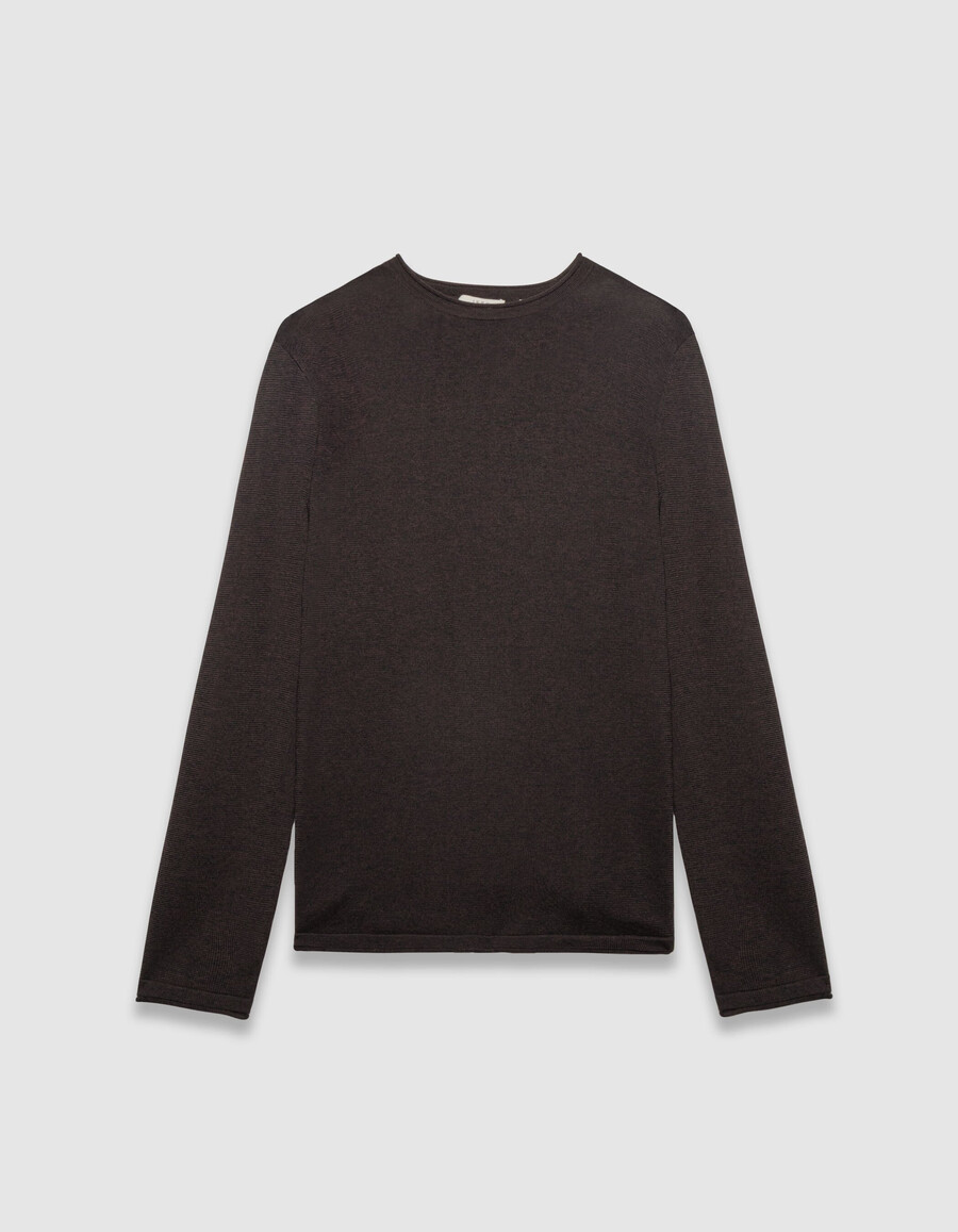 herren-strickpullover in pflaumenfarbe mouliné
