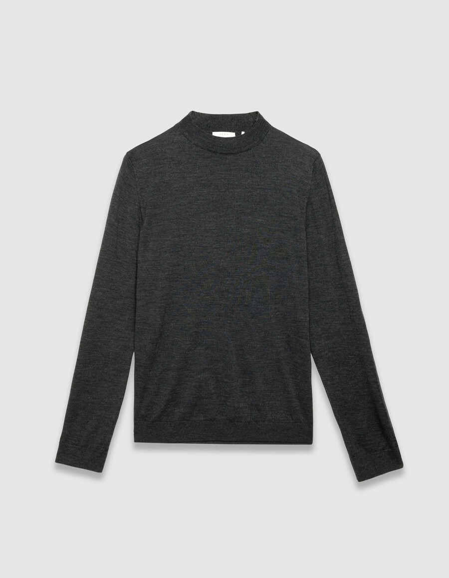grauer strickpullover für herren mit stehkragen