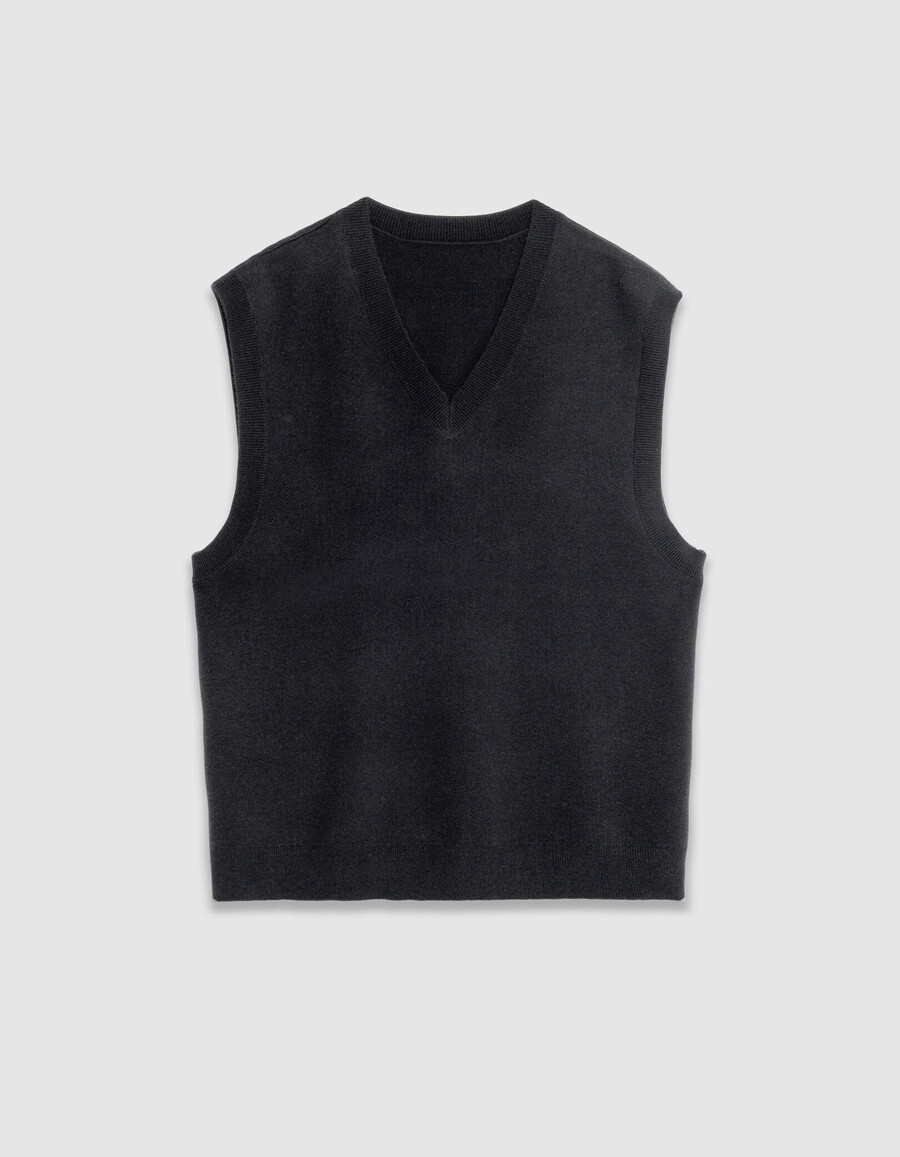 schwarzer ärmelloser herren-strickpullover mit v-ausschnitt