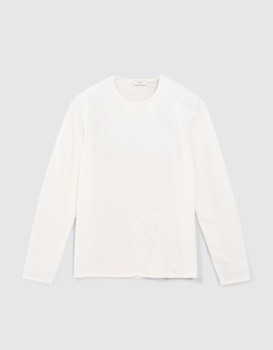 herrenpullover aus gesso-slub-strick mit gerollten kanten