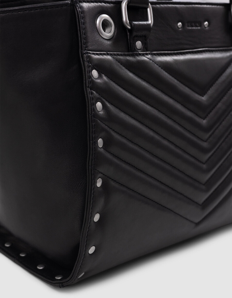 tasche 1440 schwarzes leder mit nieten größe medium damen