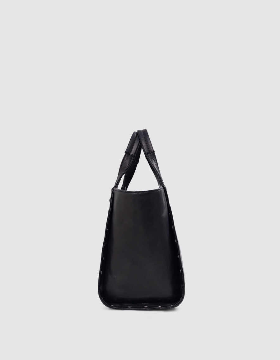 tasche 1440 schwarzes leder mit nieten größe medium damen