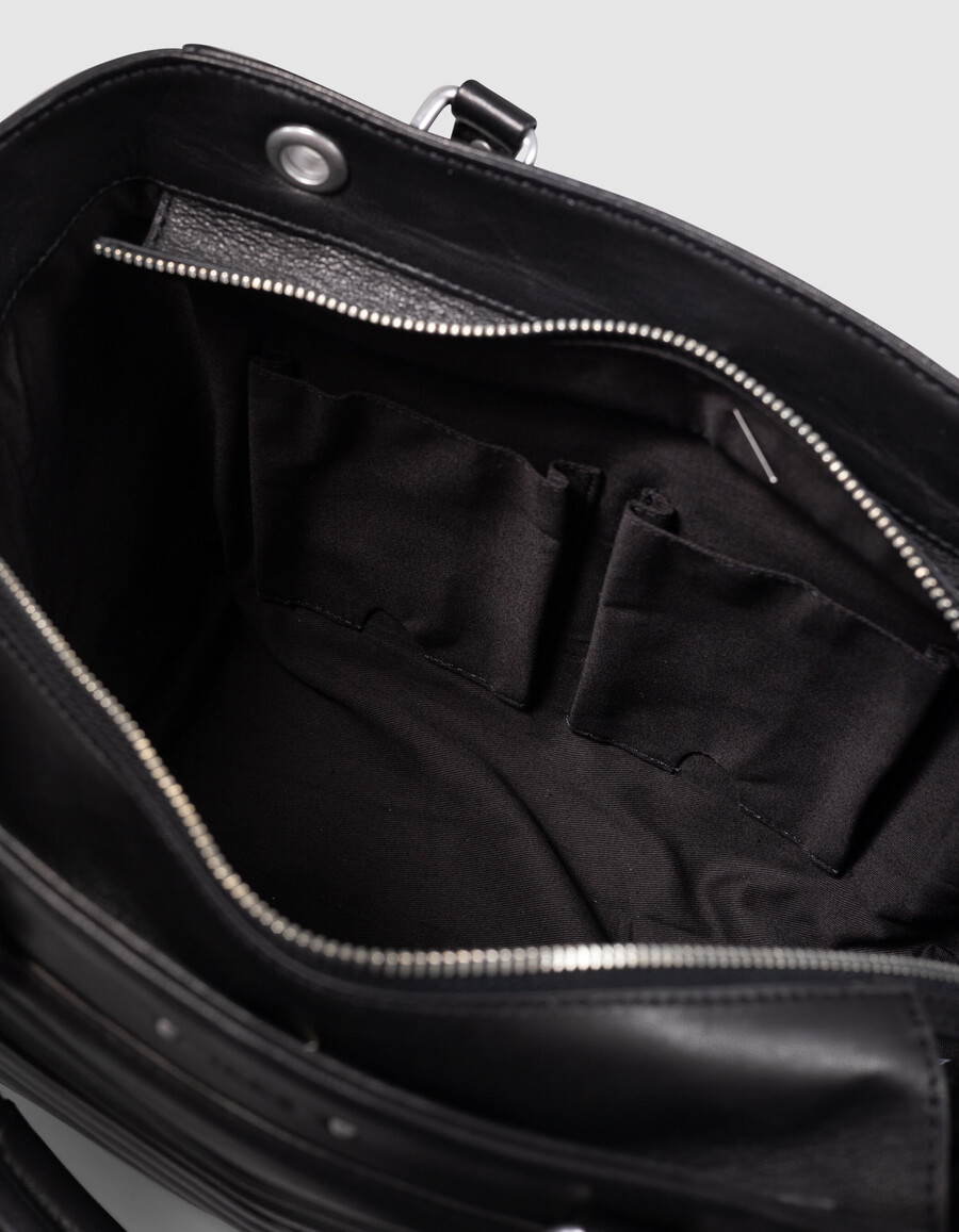 tasche 1440 schwarzes leder mit nieten größe medium damen