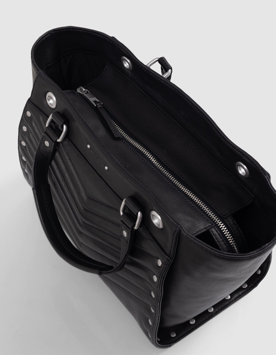 tasche 1440 schwarzes leder mit nieten größe medium damen