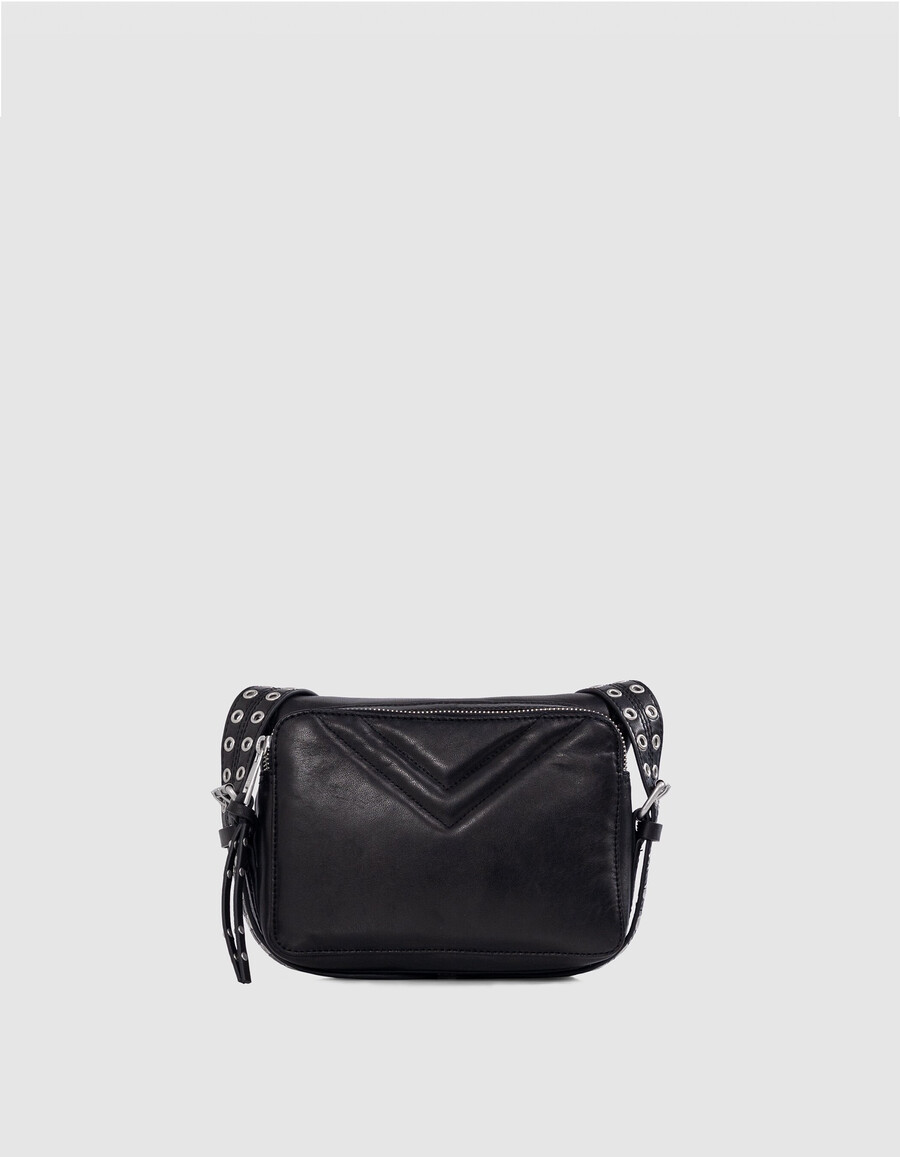tasche 1440 steward schwarzes leder fischgrätsteppung damen