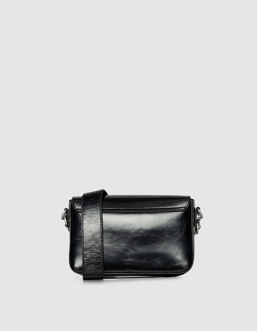 schwarze damen-lackledertasche mit nieten und doppelgriff modell 111