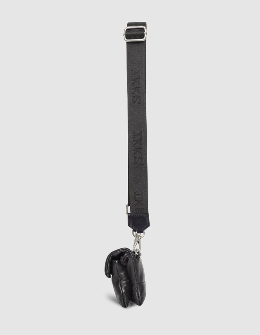 schwarze gesteppte leder-umhängetasche für damen