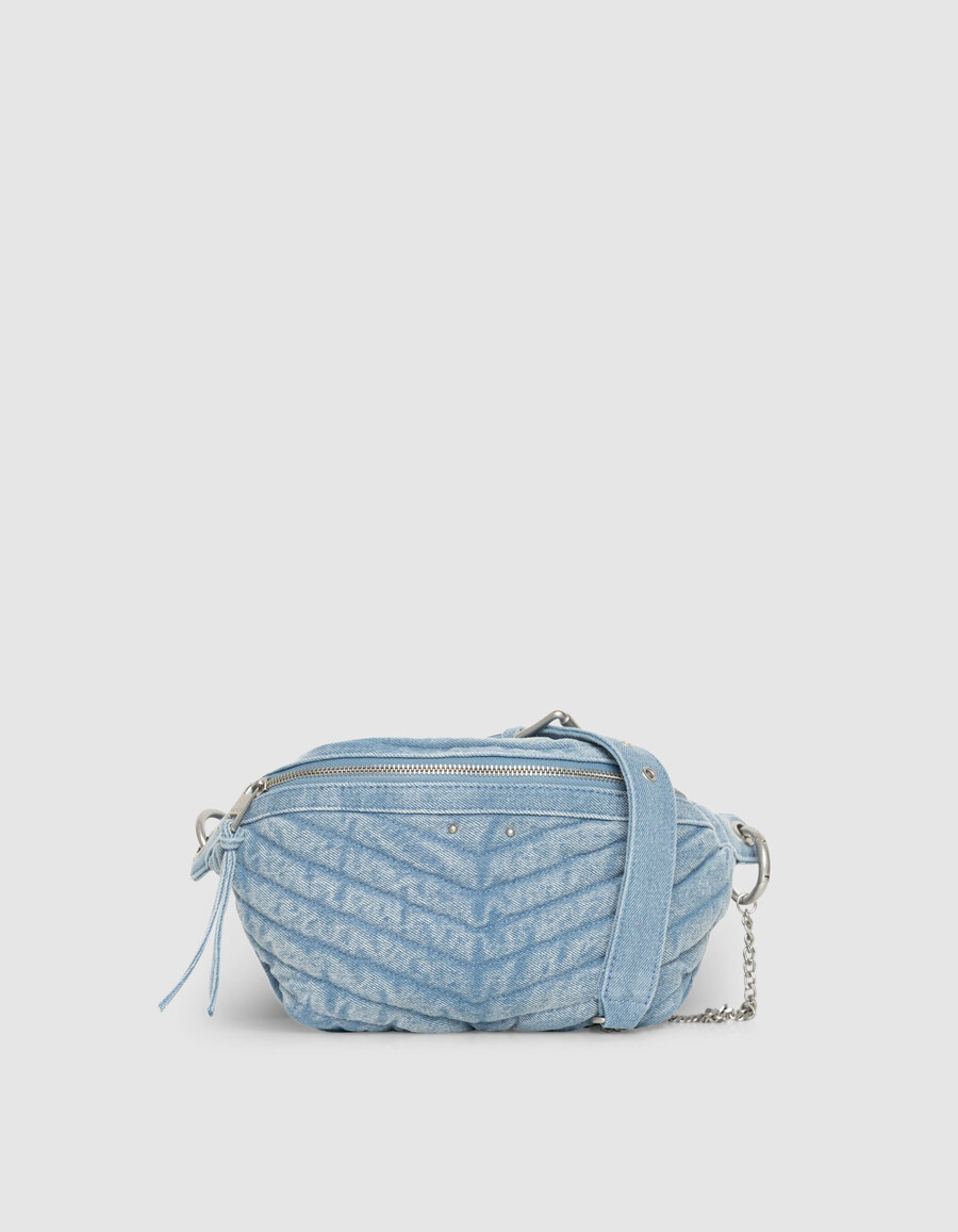 damen-bauchtasche aus verwaschenem blauem denim modell 1440
