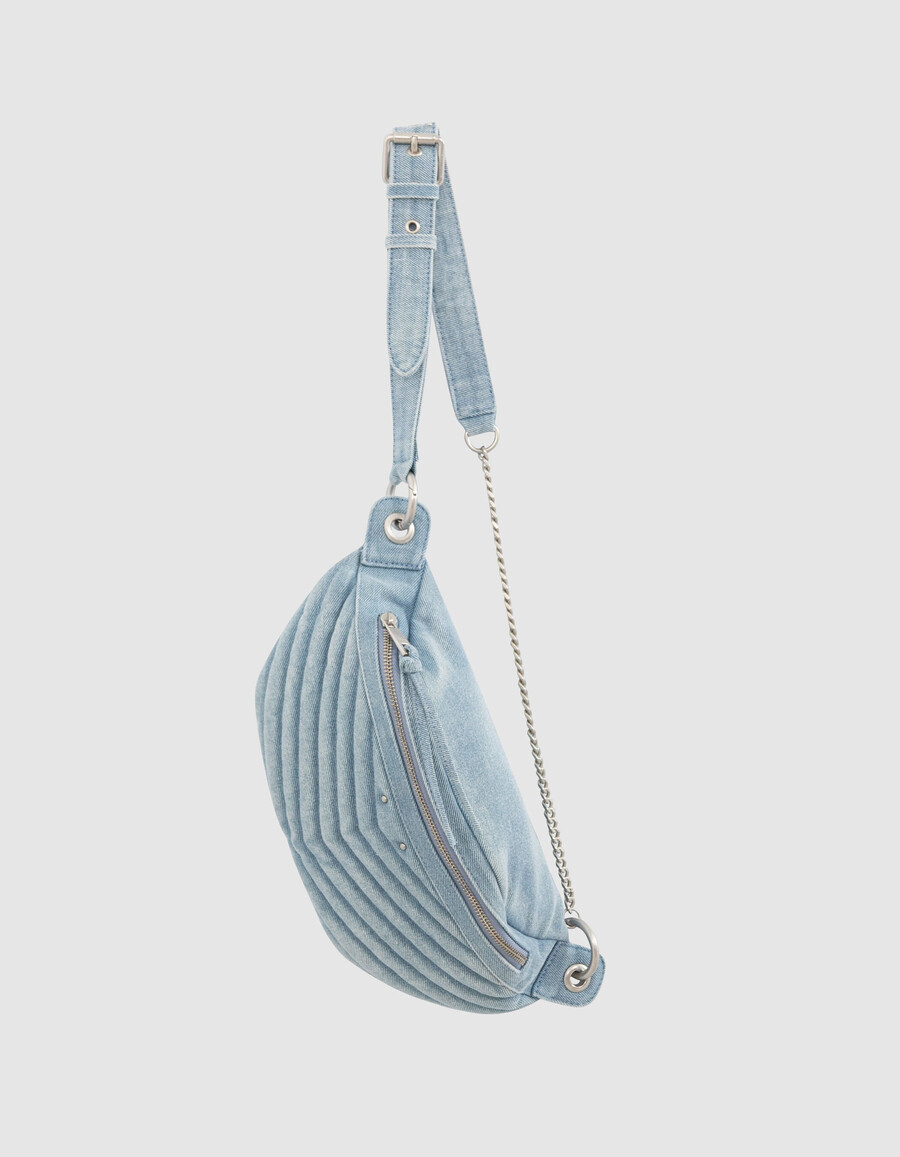 damen-bauchtasche aus verwaschenem blauem denim modell 1440
