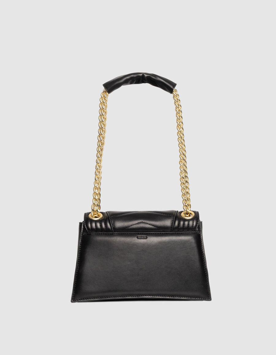 schwarze damen-ledertasche „the 1 größe m goldfarbene metallbeschläge
