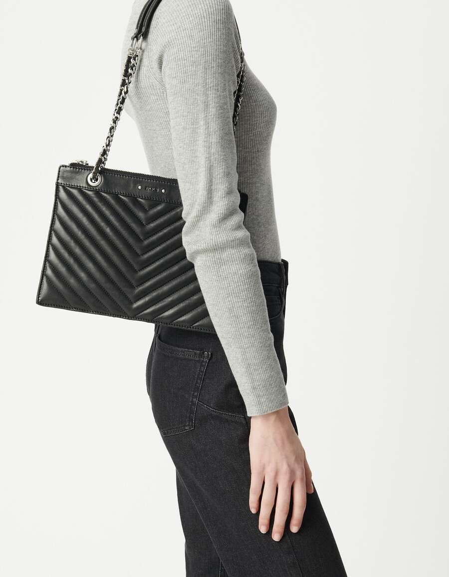 1440 gesteppte leder-clutch für damen