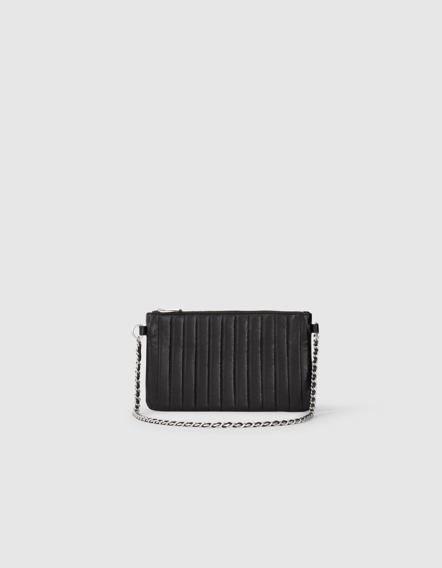 die 111 romy tasche aus schwarzem leder mit silbernen metallelementen für damen
