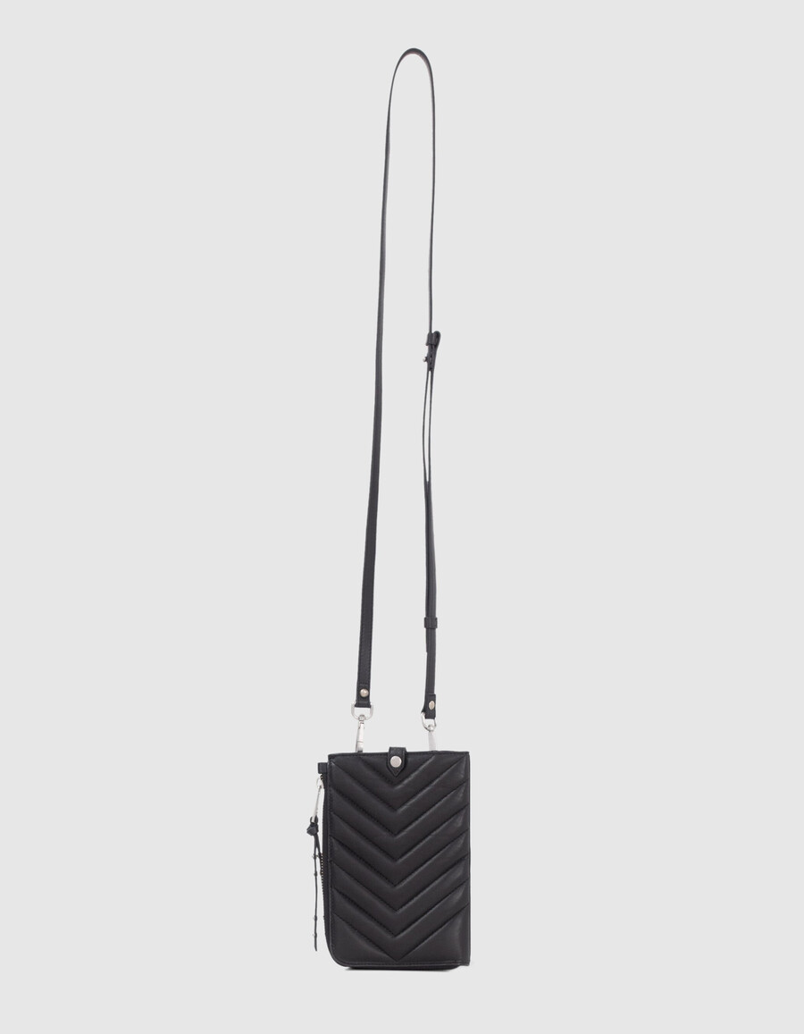 clutch bag 1440 schwarzes gestepptes leder damen