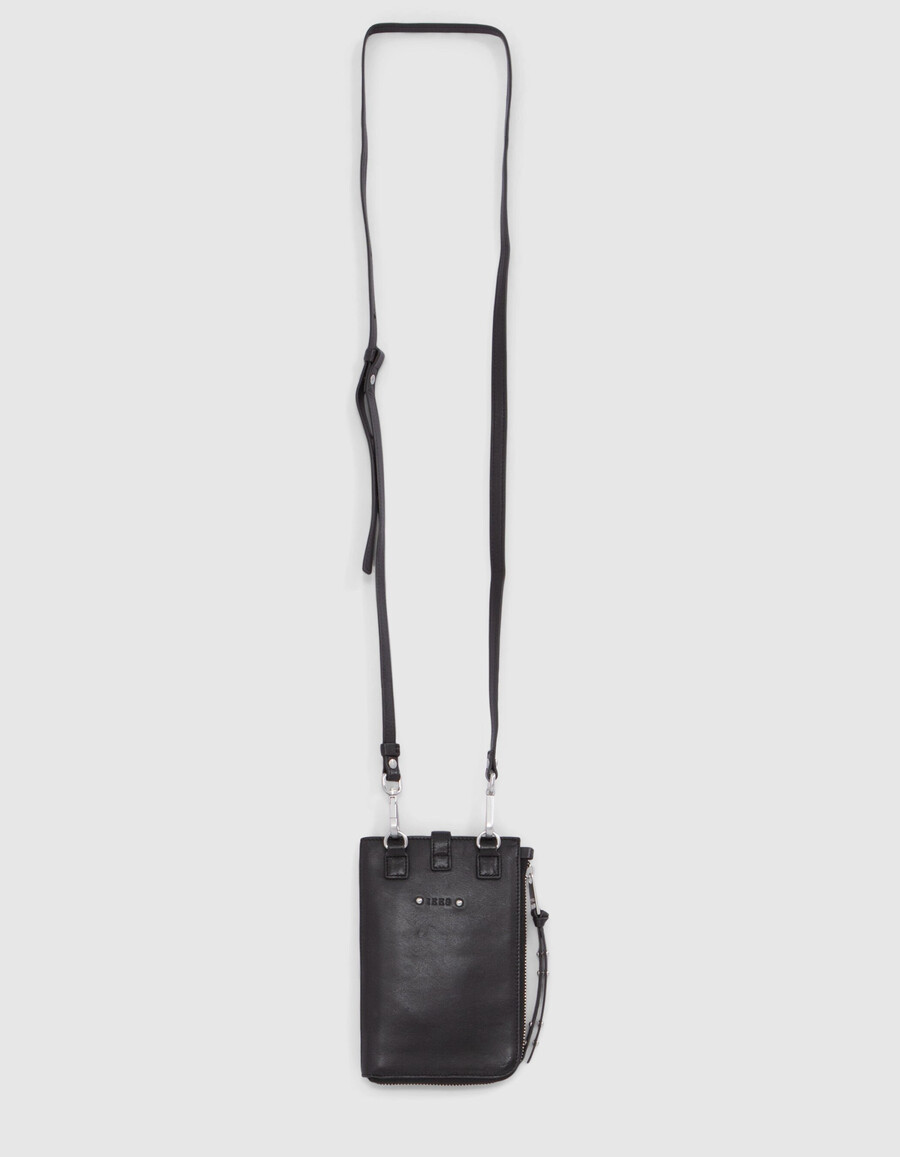 clutch bag 1440 schwarzes gestepptes leder damen
