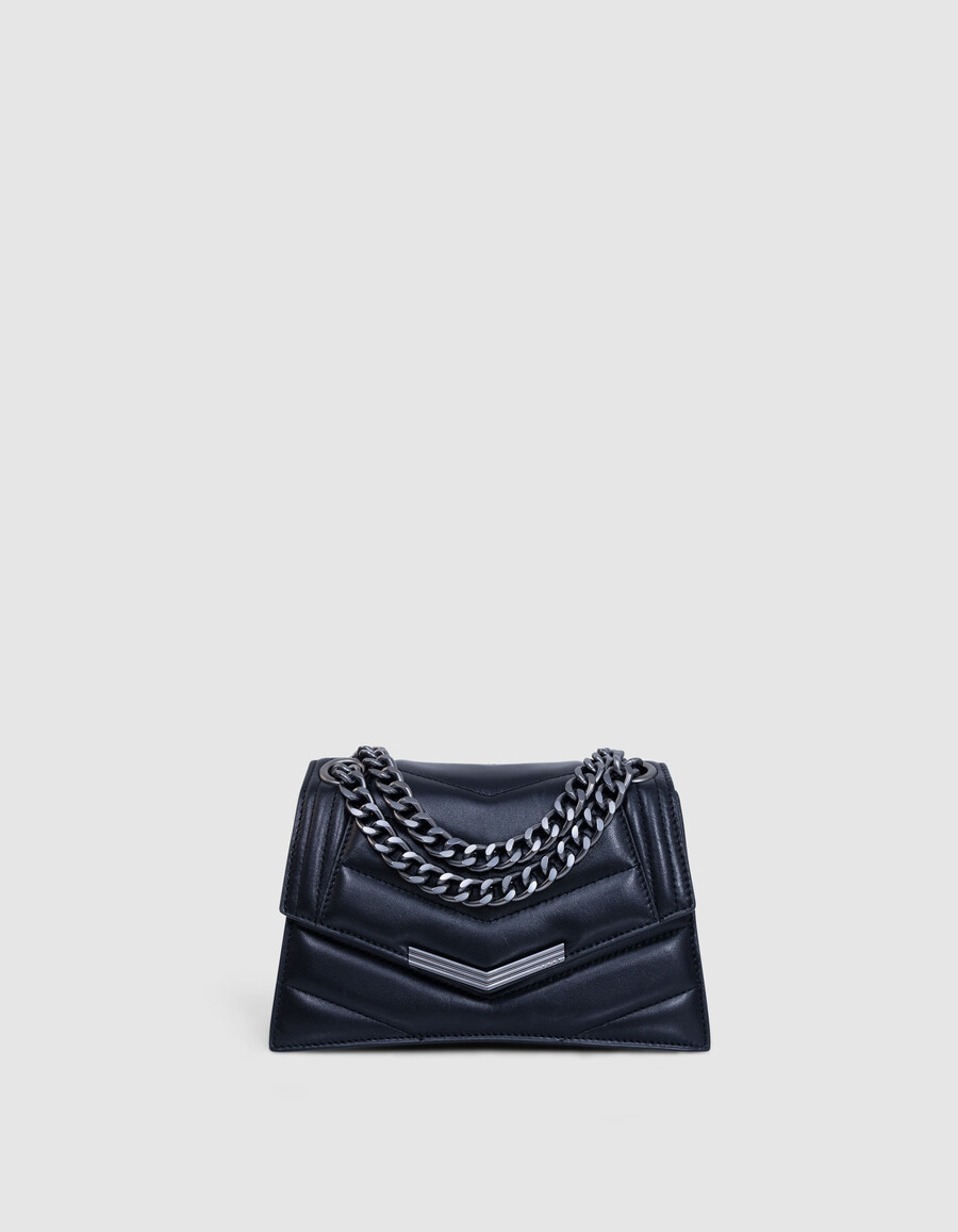 die 1. tasche aus schwarzem gestepptem leder größe s damen