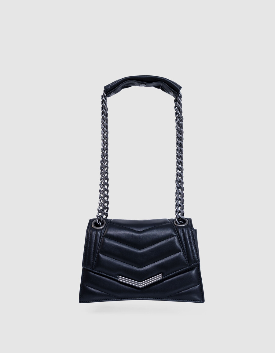 die 1. tasche aus schwarzem gestepptem leder größe s damen