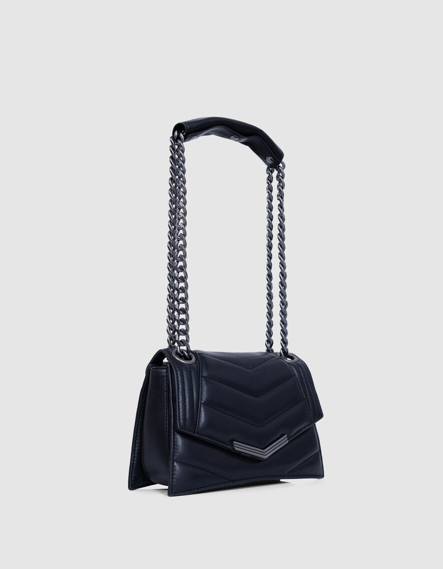die 1. tasche aus schwarzem gestepptem leder größe s damen
