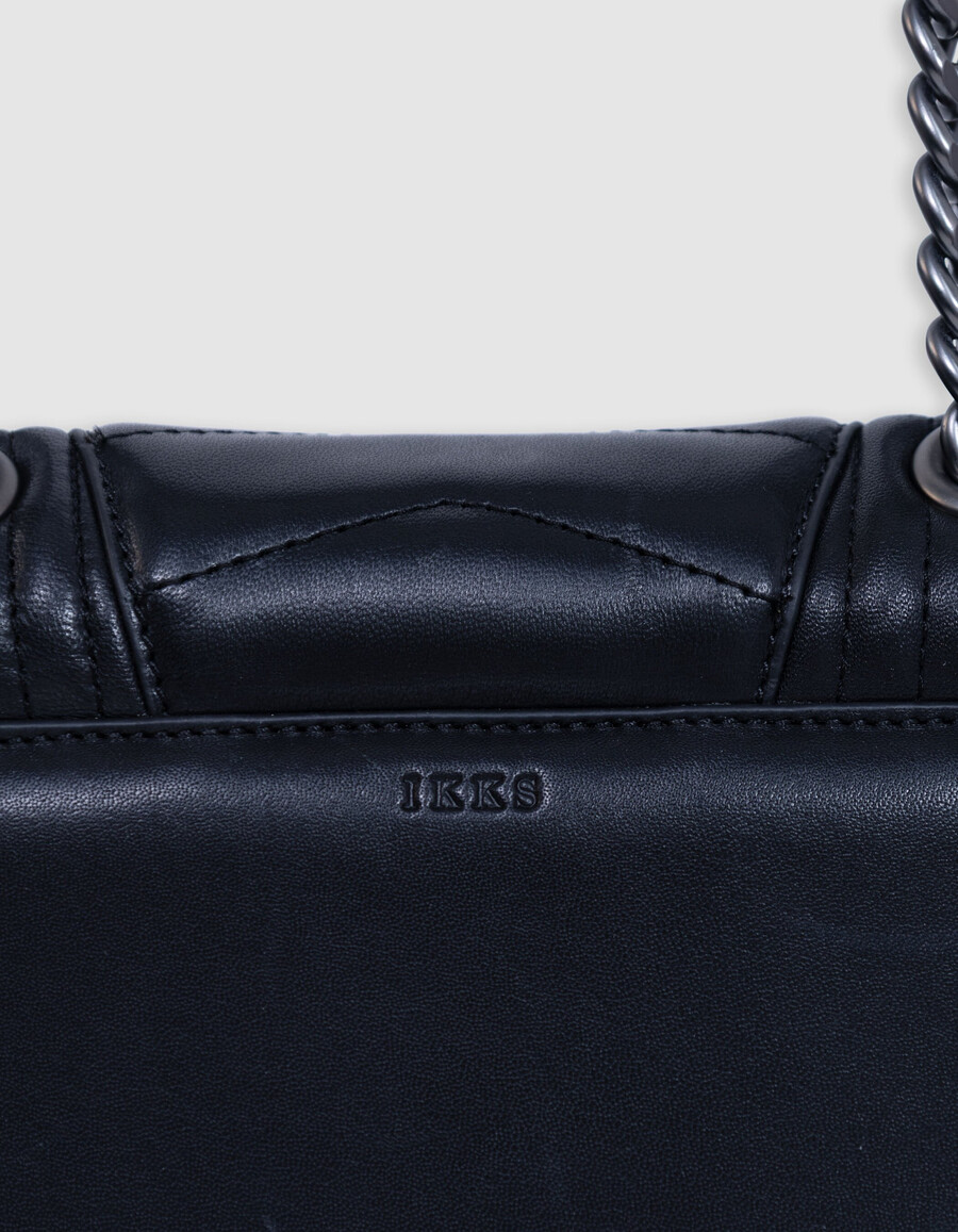 die 1. tasche aus schwarzem gestepptem leder größe s damen
