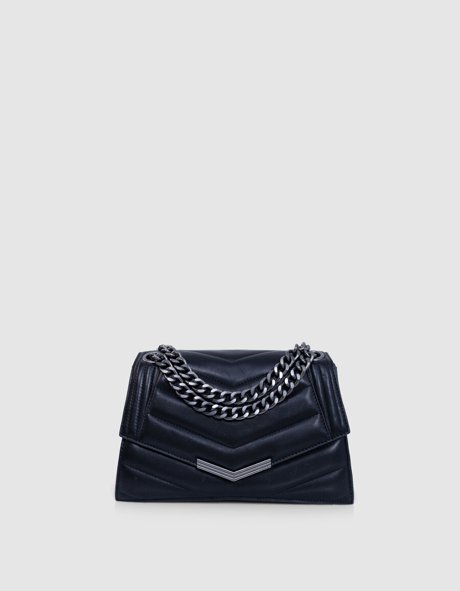 die 1. tasche aus schwarzem gestepptem leder größe m damen