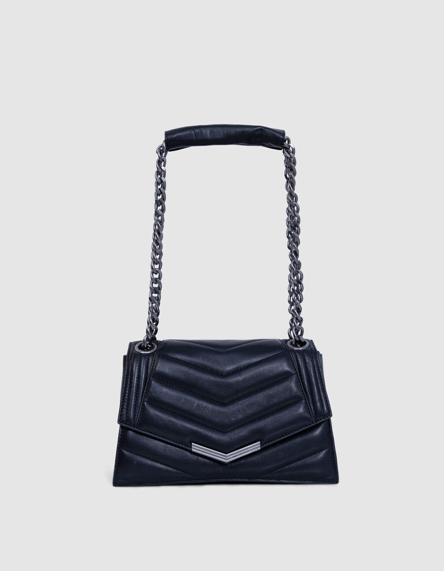 die 1. tasche aus schwarzem gestepptem leder größe m damen