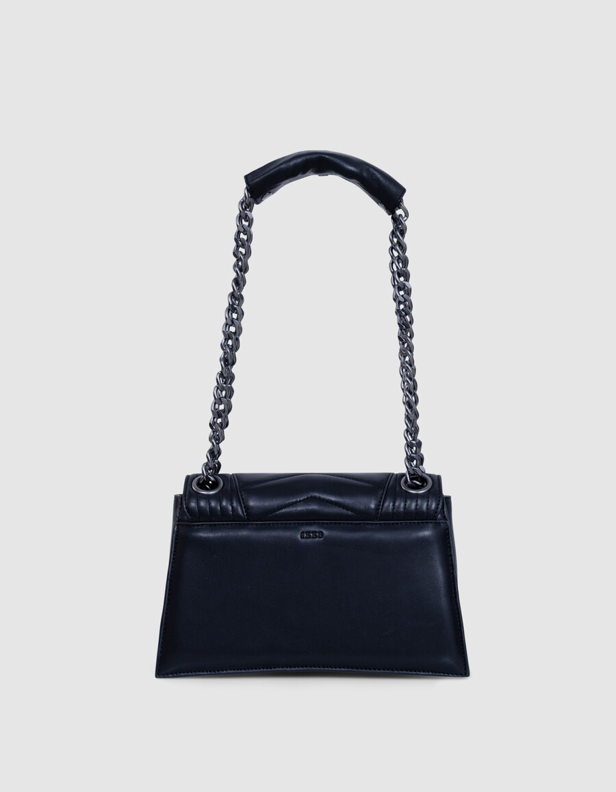 die 1. tasche aus schwarzem gestepptem leder größe m damen