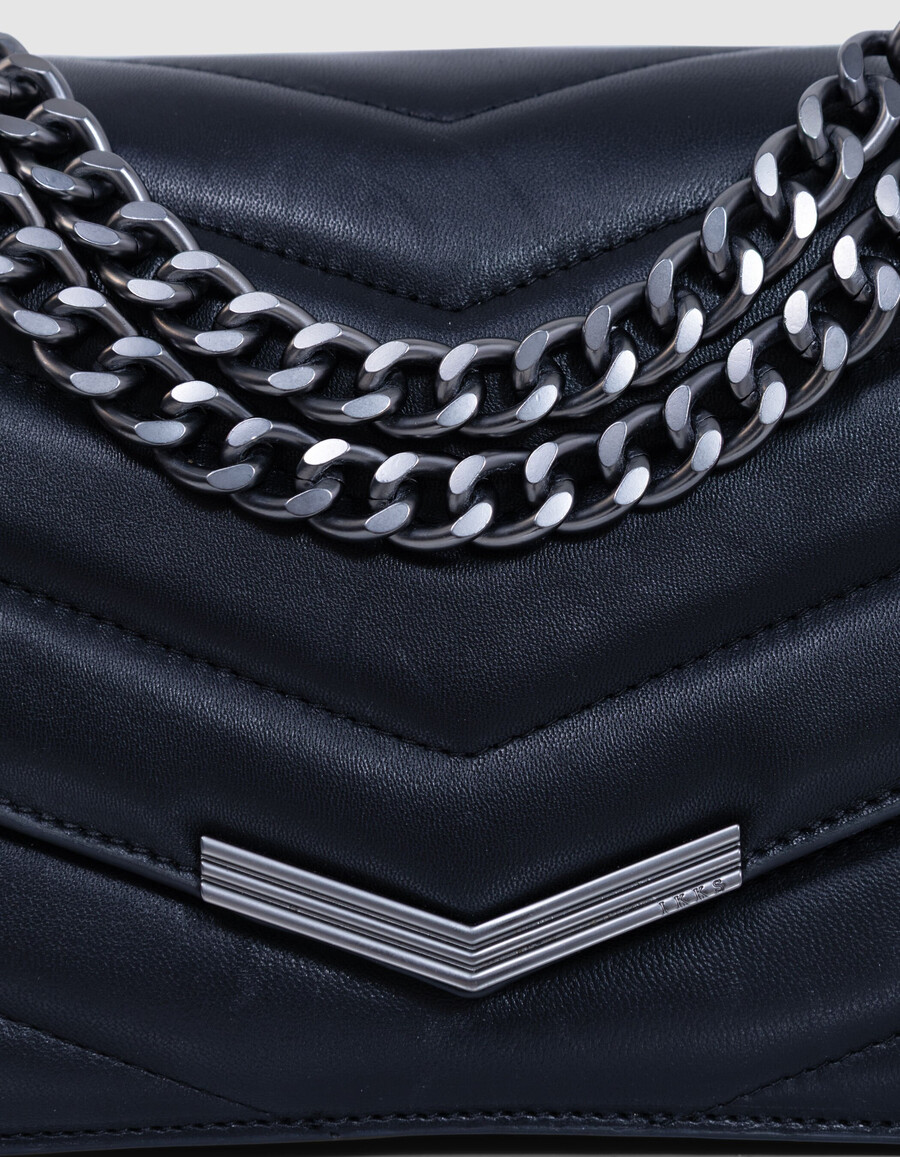 die 1. tasche aus schwarzem gestepptem leder größe m damen