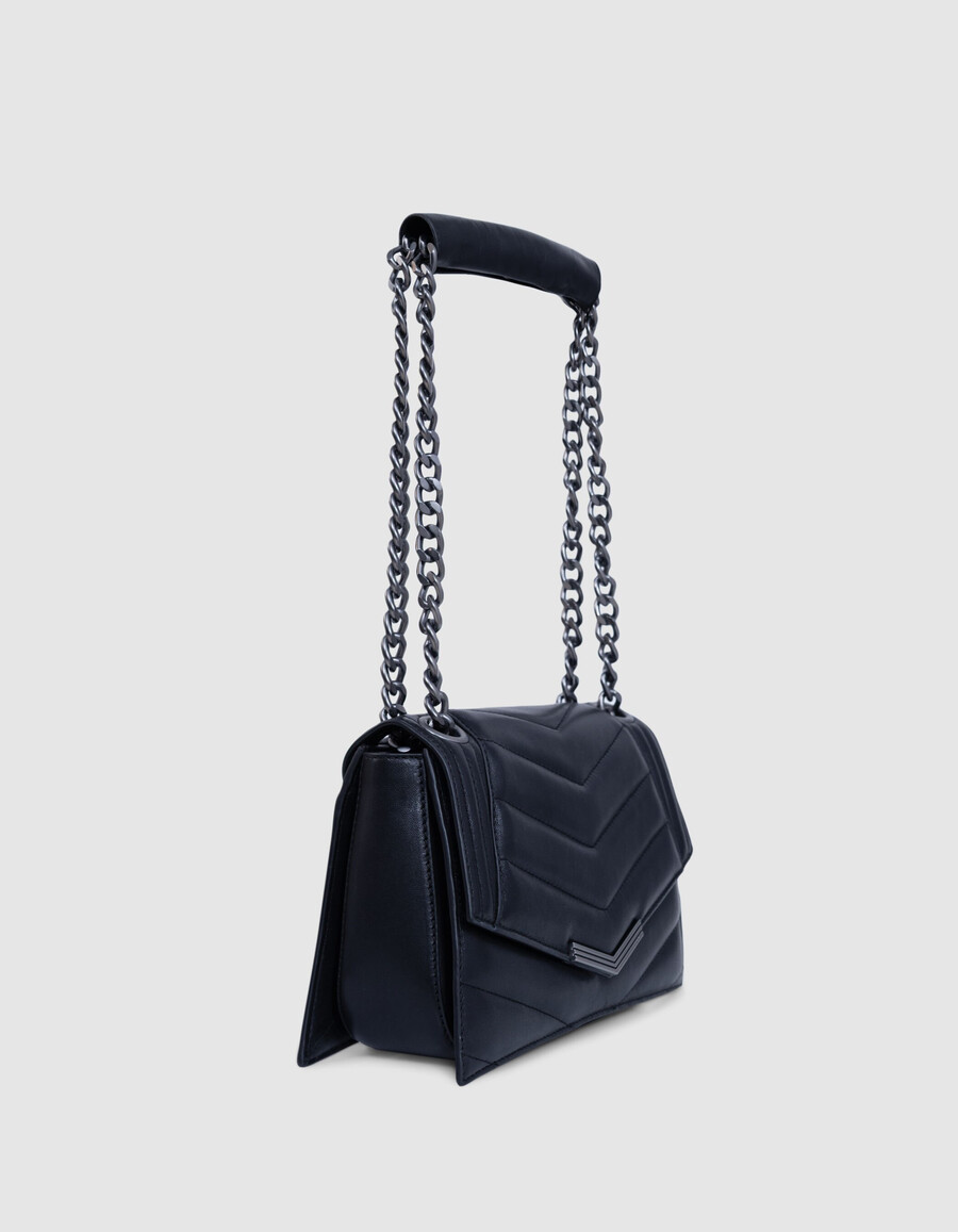 die 1. tasche aus schwarzem gestepptem leder größe m damen