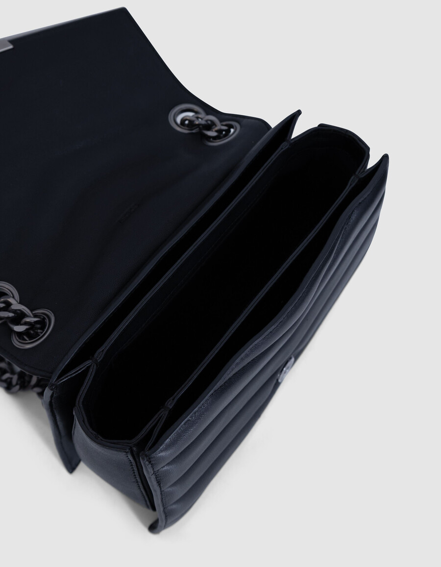 die 1. tasche aus schwarzem gestepptem leder größe m damen