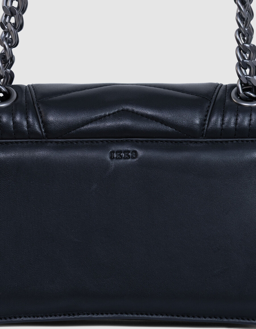 die 1. tasche aus schwarzem gestepptem leder größe m damen