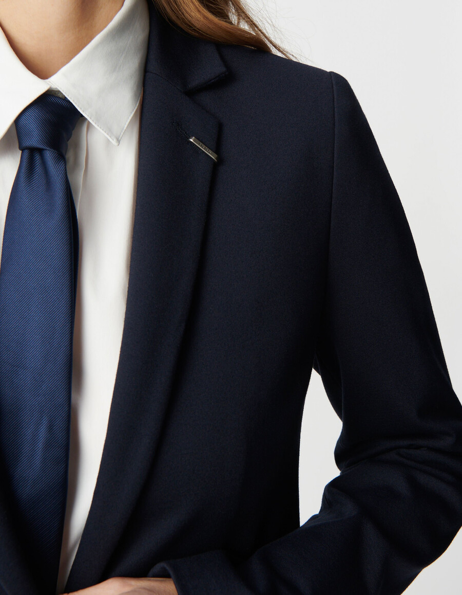 damen-strickjacke milano in marineblau tailliert